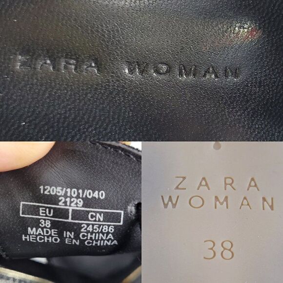 Zara Bootie Sandals 7.5 Black Leather Suede Mesh Patchwork Lace Peep Stilettos - Picture 4 of 17